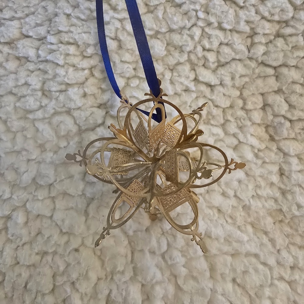 Longaberger Ornament Snowflake Basket 24kt Gold Finish‎ Holiday Christmas - Picture 3 of 9
